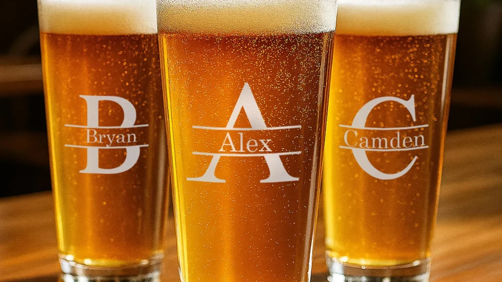 verre à bière personnalisé : ajoutez une touche unique à votre expérience de dégustation avec nos verres gravés sur mesure, parfaits pour cadeaux et événements.