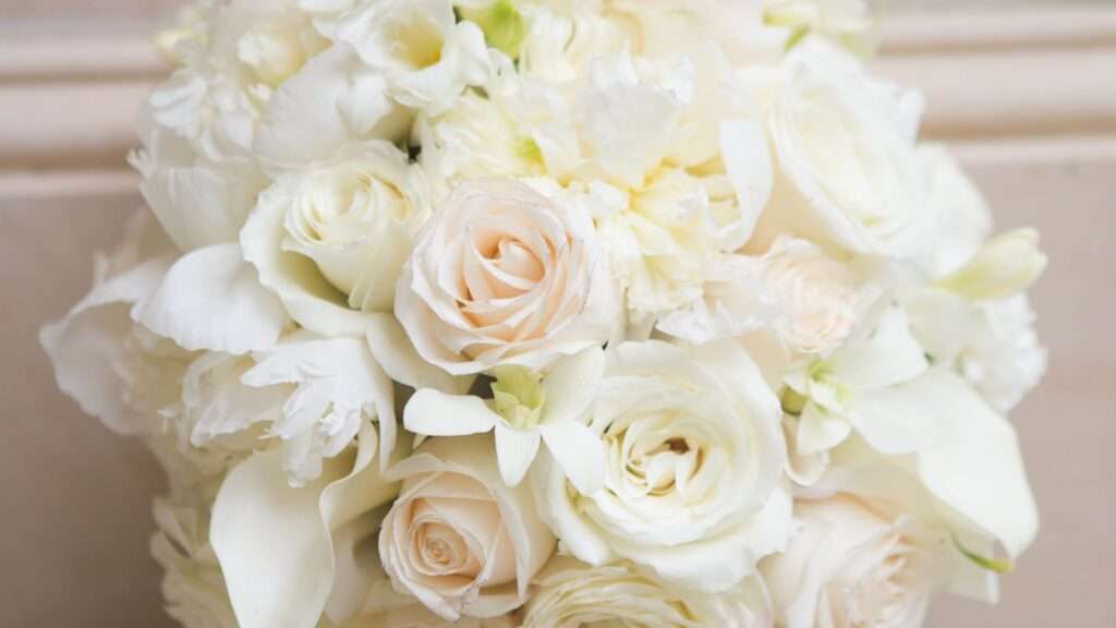 découvrez notre bouquet de mariée rond, élégant et intemporel, parfait pour sublimer votre cérémonie et illuminer votre grand jour.